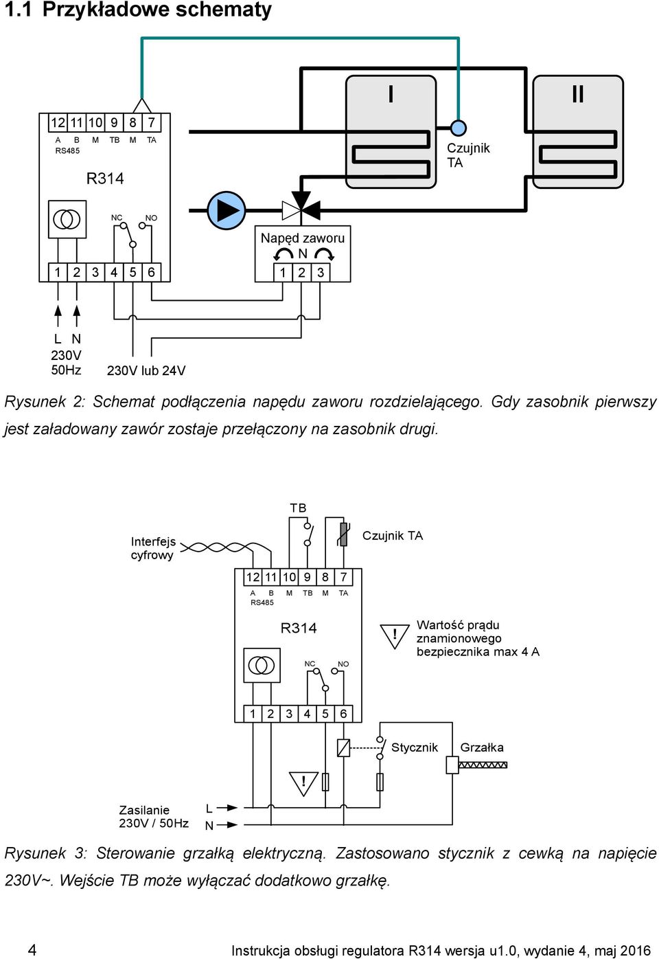 TB Interfejs cyfrowy Czujnik TA 12 11 10 9 8 7 A B M TB M TA RS485 R314 NC NO!