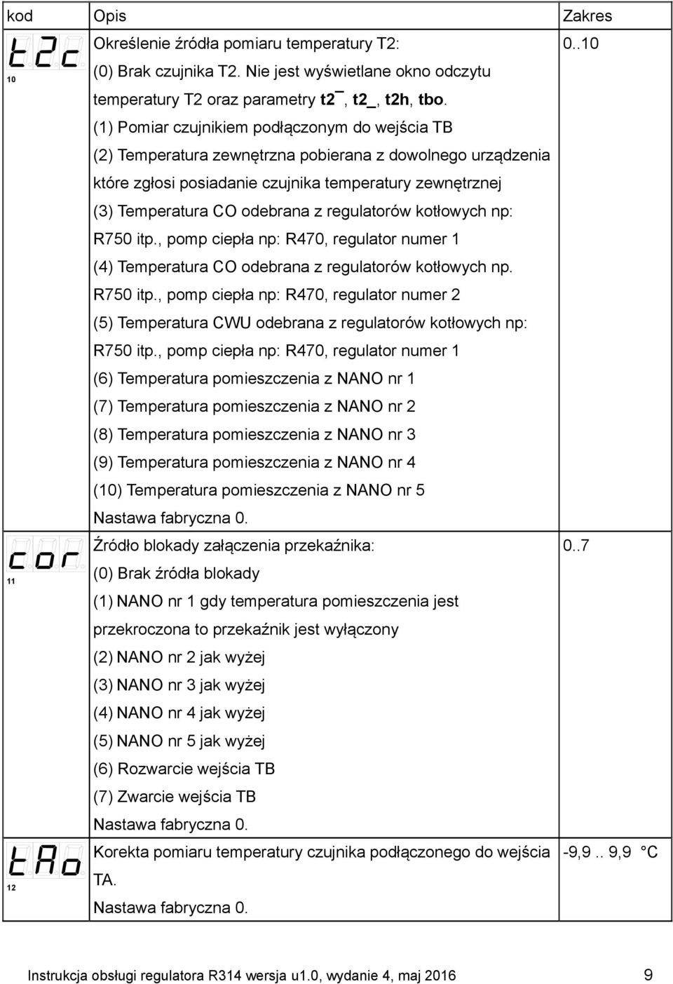 regulatorów kotłowych np: R750 itp., pomp ciepła np: R470, regulator numer 1 (4) Temperatura CO odebrana z regulatorów kotłowych np. R750 itp., pomp ciepła np: R470, regulator numer 2 (5) Temperatura CWU odebrana z regulatorów kotłowych np: R750 itp.