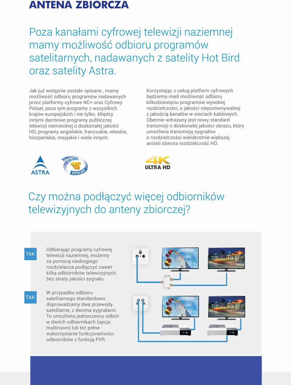 Między innymi darmowe programy publicznej telewizji niemieckiej o doskonałej jakości HD, programy angielskie, francuskie, włoskie, hiszpańskie, rosyjskie i wiele innych.