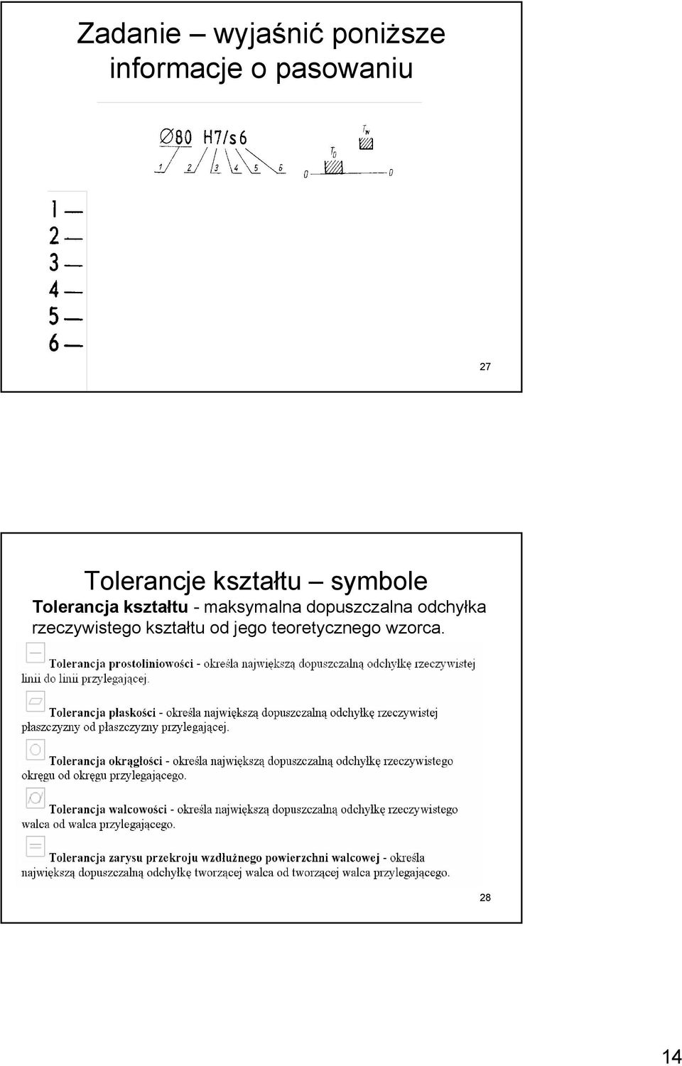 kształtu - maksymalna dopuszczalna odchyłka