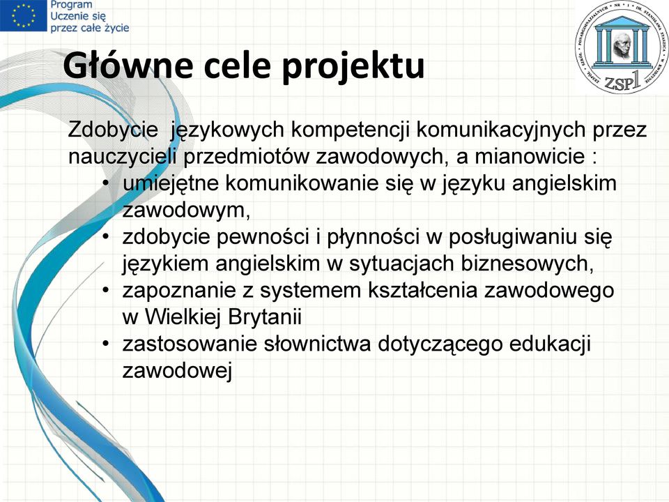 pewności i płynności w posługiwaniu się językiem angielskim w sytuacjach biznesowych, zapoznanie z