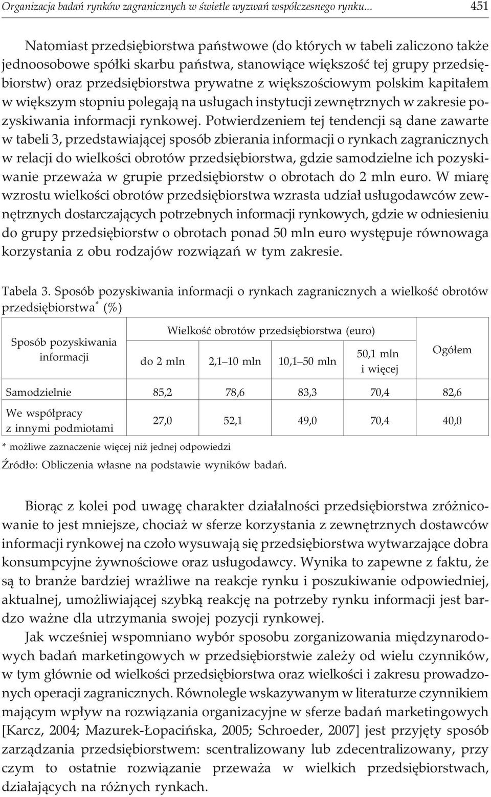 wiêkszoœciowym polskim kapita³em w wiêkszym stopniu polegaj¹ na us³ugach instytucji zewnêtrznych w zakresie pozyskiwania informacji rynkowej.