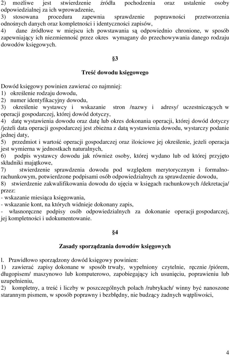 dowodów księgowych.