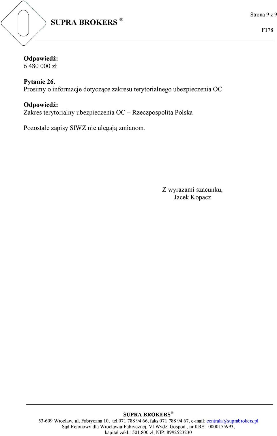 ubezpieczenia OC Zakres terytorialny ubezpieczenia OC