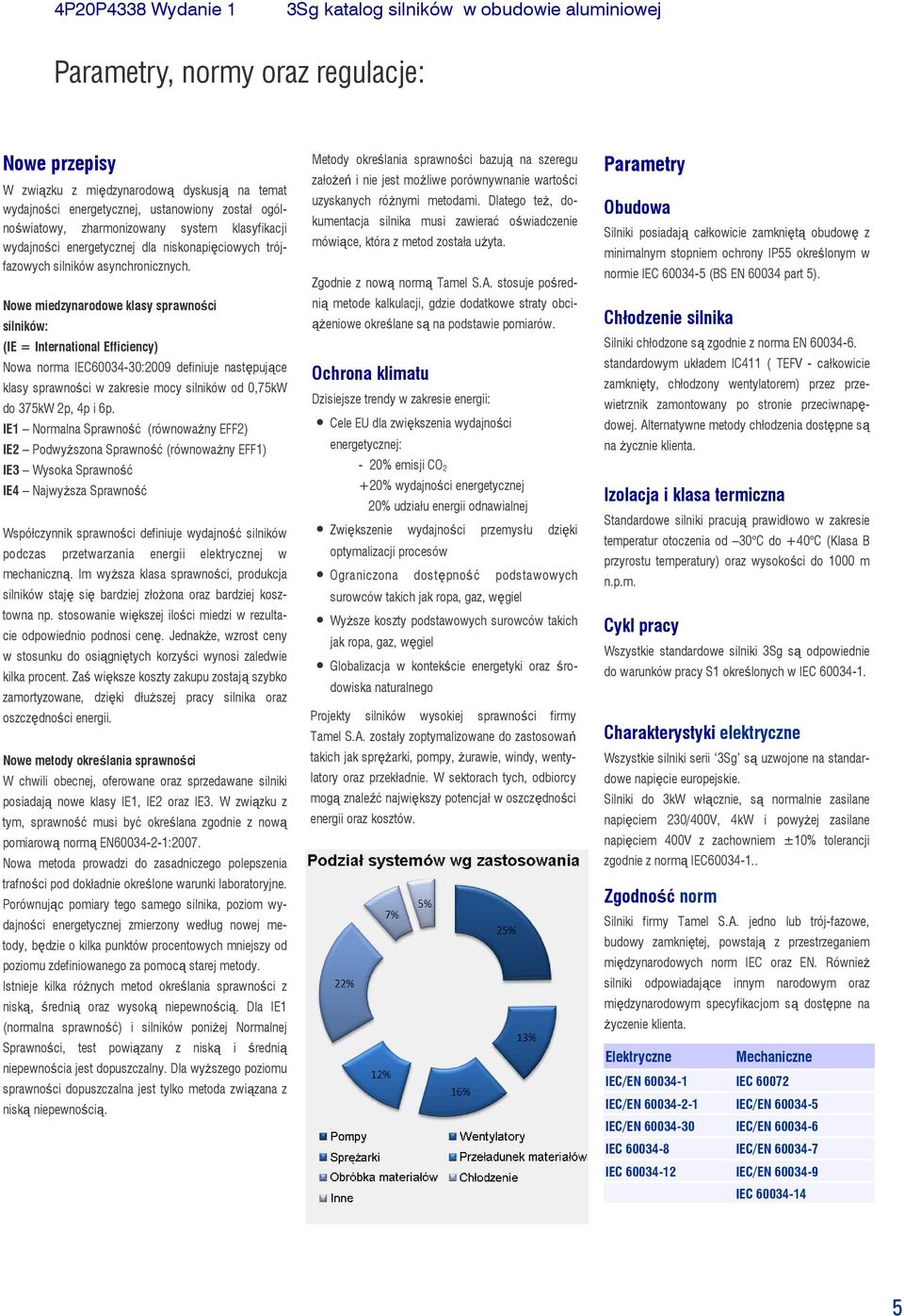 Nowe miedzynarodowe klasy sprawności silników: (IE = International Efficiency) Nowa norma IEC60034-30:2009 definiuje następujące klasy sprawności w zakresie mocy silników od 0,75kW do 375kW 2p, 4p i