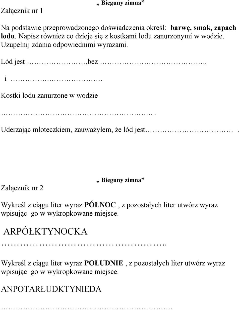 . Kostki lodu zanurzone w wodzie... Uderzając młoteczkiem, zauważyłem, że lód jest.