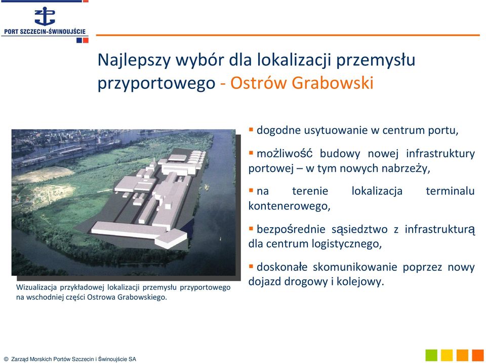 kontenerowego, bezpośrednie sąsiedztwo z infrastrukturą dla centrum logistycznego, Wizualizacja przykładowej