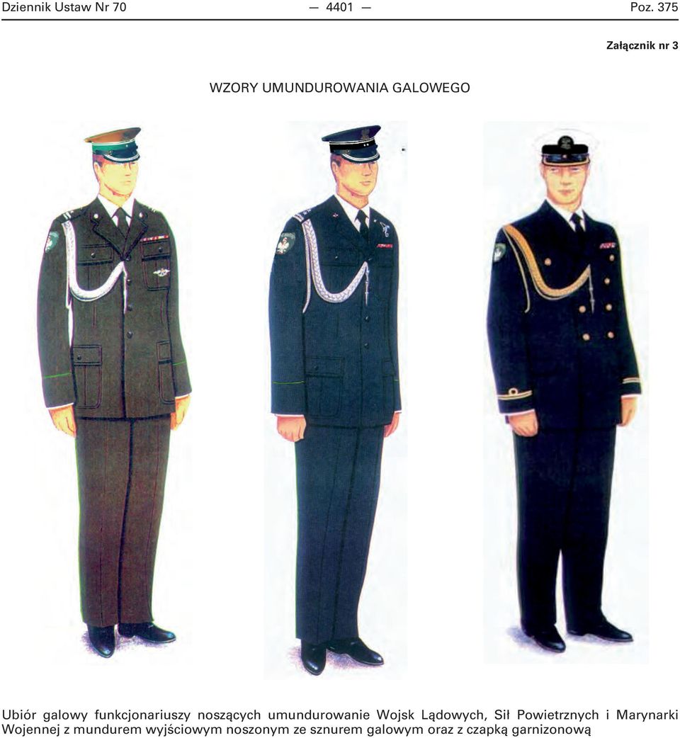 funkcjonariuszy noszących umundurowanie Wojsk Lądowych, Sił