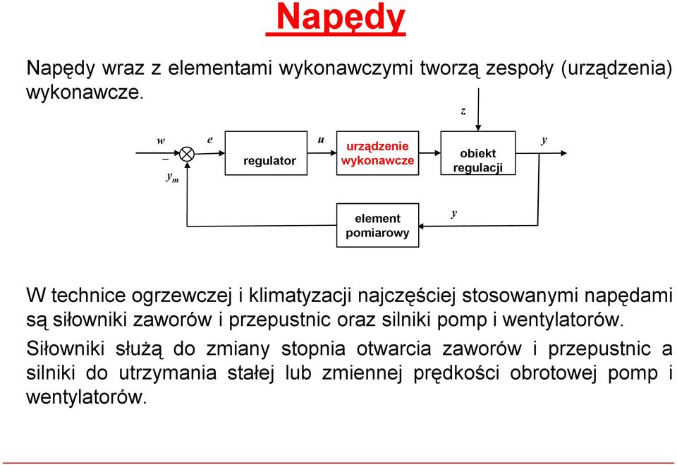 ogrzewczej iklimatyzacji najczęściej stosowanymi napędami są siłowniki zaworów iprzepustnic oraz silniki pomp