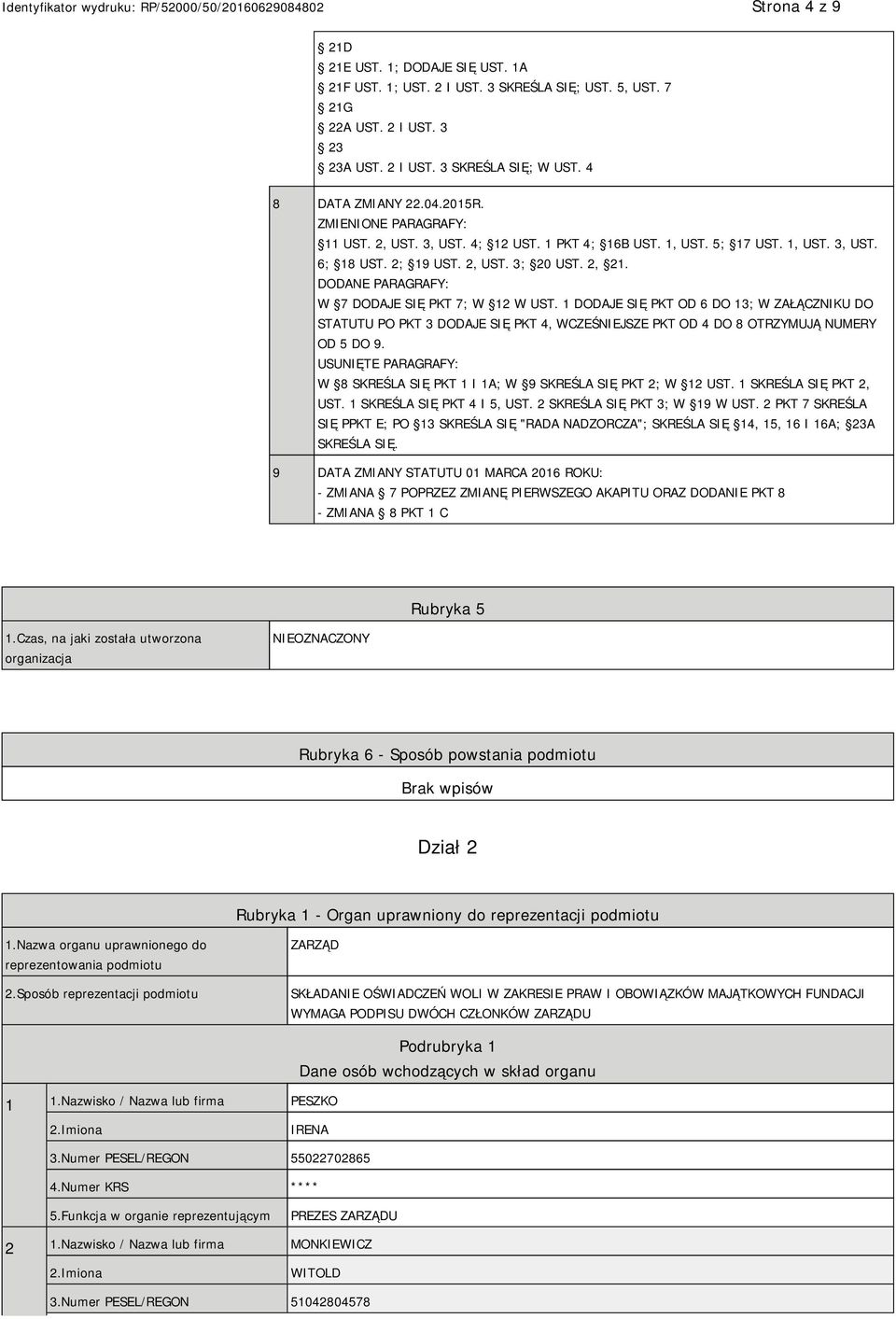 DODANE PARAGRAFY: W 7 DODAJE SIĘ PKT 7; W 12 W UST. 1 DODAJE SIĘ PKT OD 6 DO 13; W ZAŁĄCZNIKU DO STATUTU PO PKT 3 DODAJE SIĘ PKT 4, WCZEŚNIEJSZE PKT OD 4 DO 8 OTRZYMUJĄ NUMERY OD 5 DO 9.