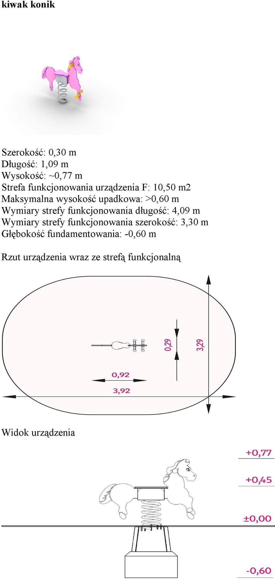 strefy funkcjonowania długość: 4,09 m Wymiary strefy funkcjonowania szerokość: 3,30