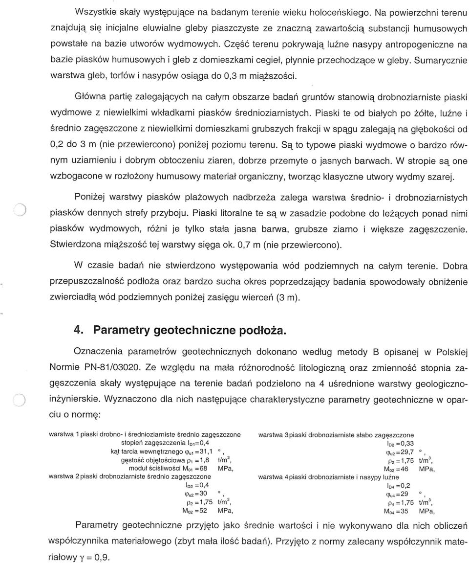 Część terenu pokrywają luźne nasypy antropogeniczne na bazie piasków humusowych i gleb z domieszkami cegieł, płynnie przechodzące w gleby.