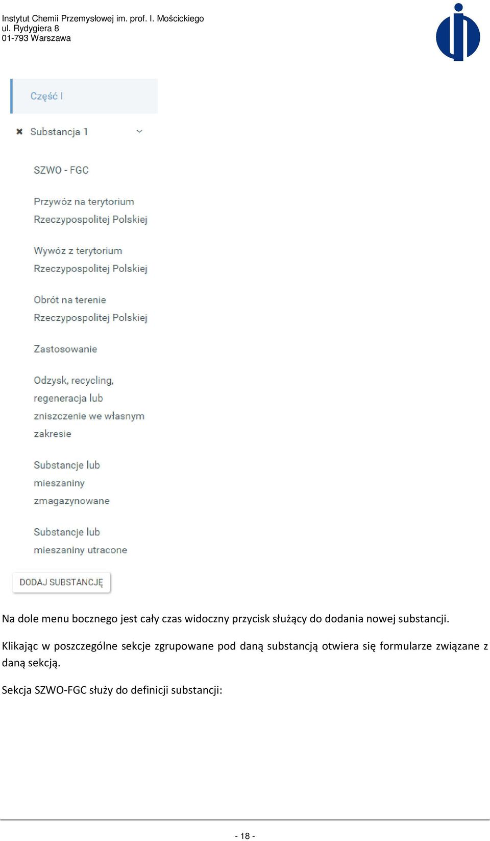 Klikając w poszczególne sekcje zgrupowane pod daną substancją