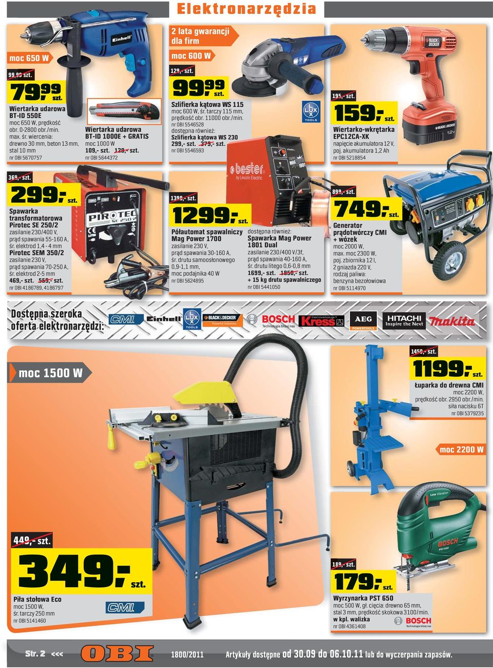kątowa WS 115 moc 600 W, śr. tarczy 115 mm, prędkość obr. 11000 obr./min.