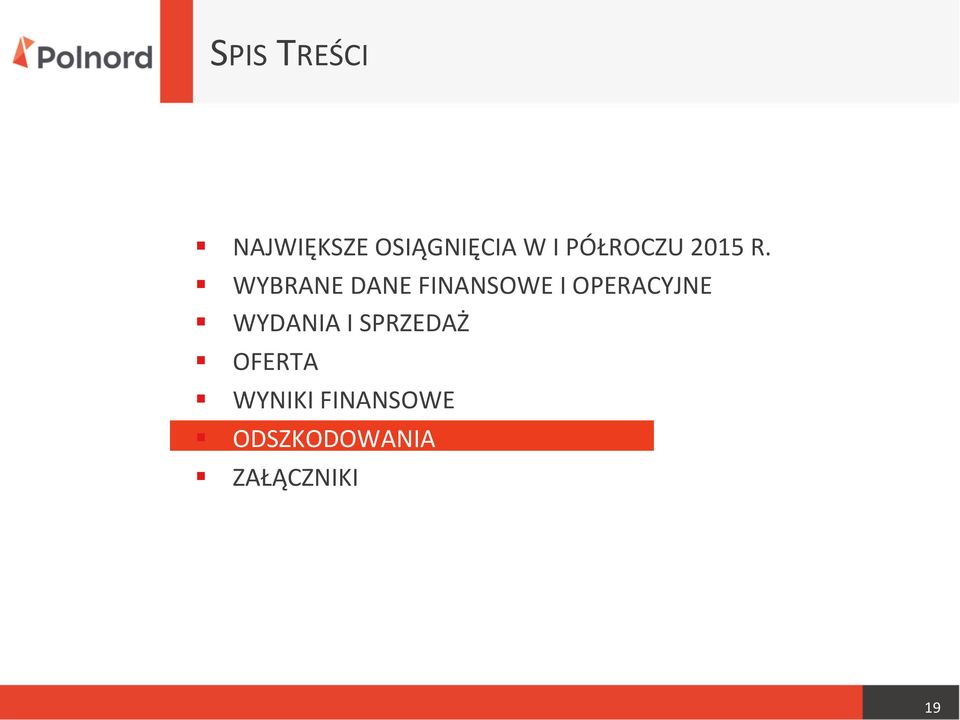 WYBRANE DANE FINANSOWE I OPERACYJNE