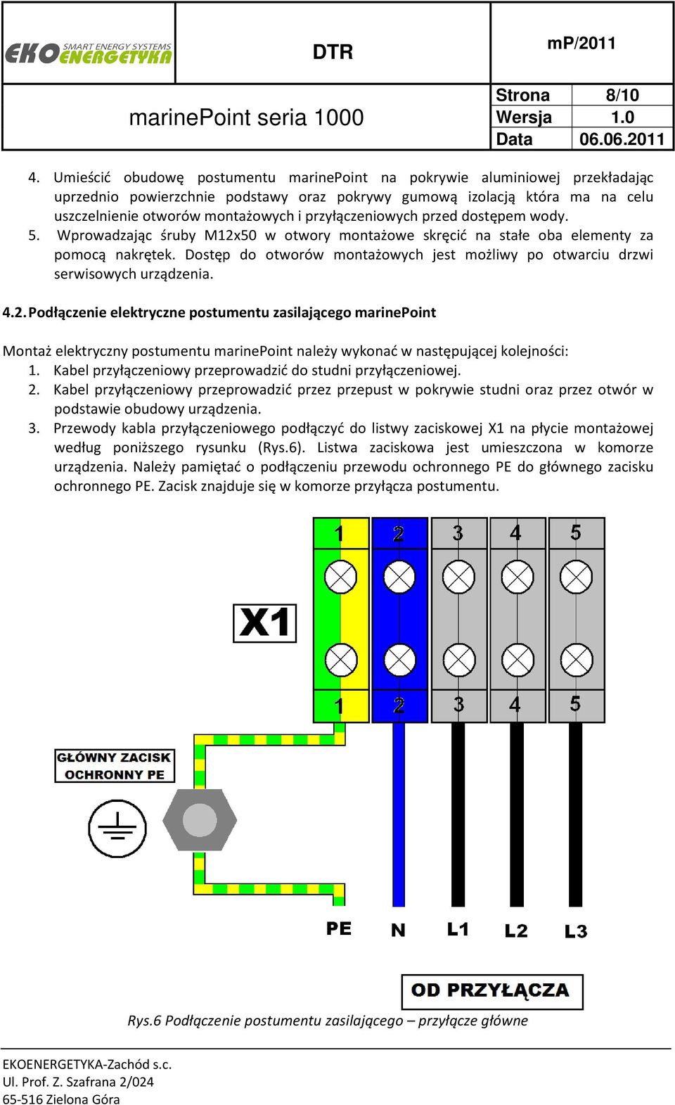 przyłączeniowych przed dostępem wody. 5. Wprowadzając śruby M12x50 w otwory montażowe skręcić na stałe oba elementy za pomocą nakrętek.
