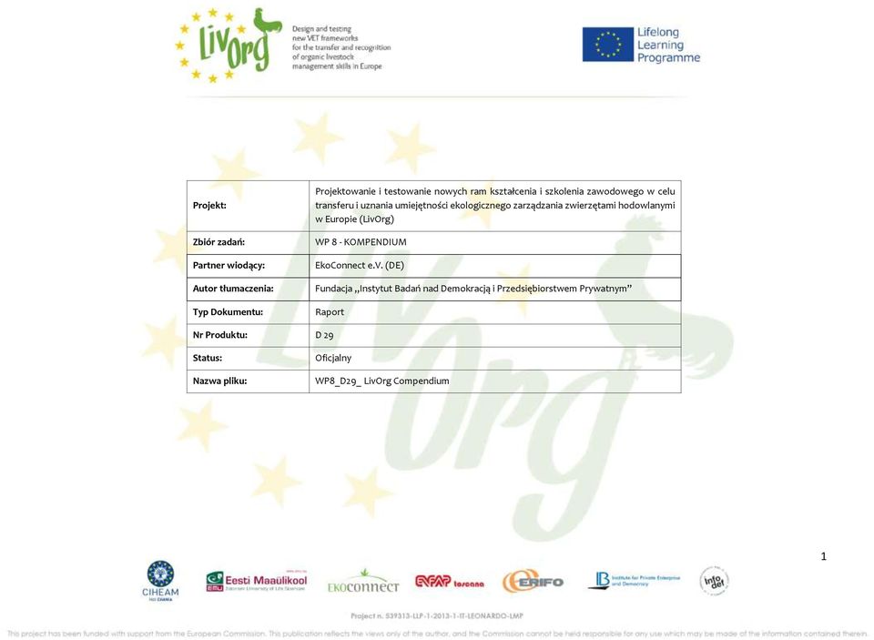 zwierzętami hodowlanymi w Europie (LivO