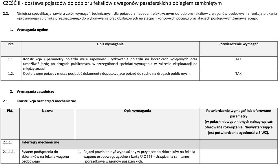 wykonywania prac obsługowych na stacjach końcowych pociągu oraz stacjach postojowych Zamawiającego. 1.