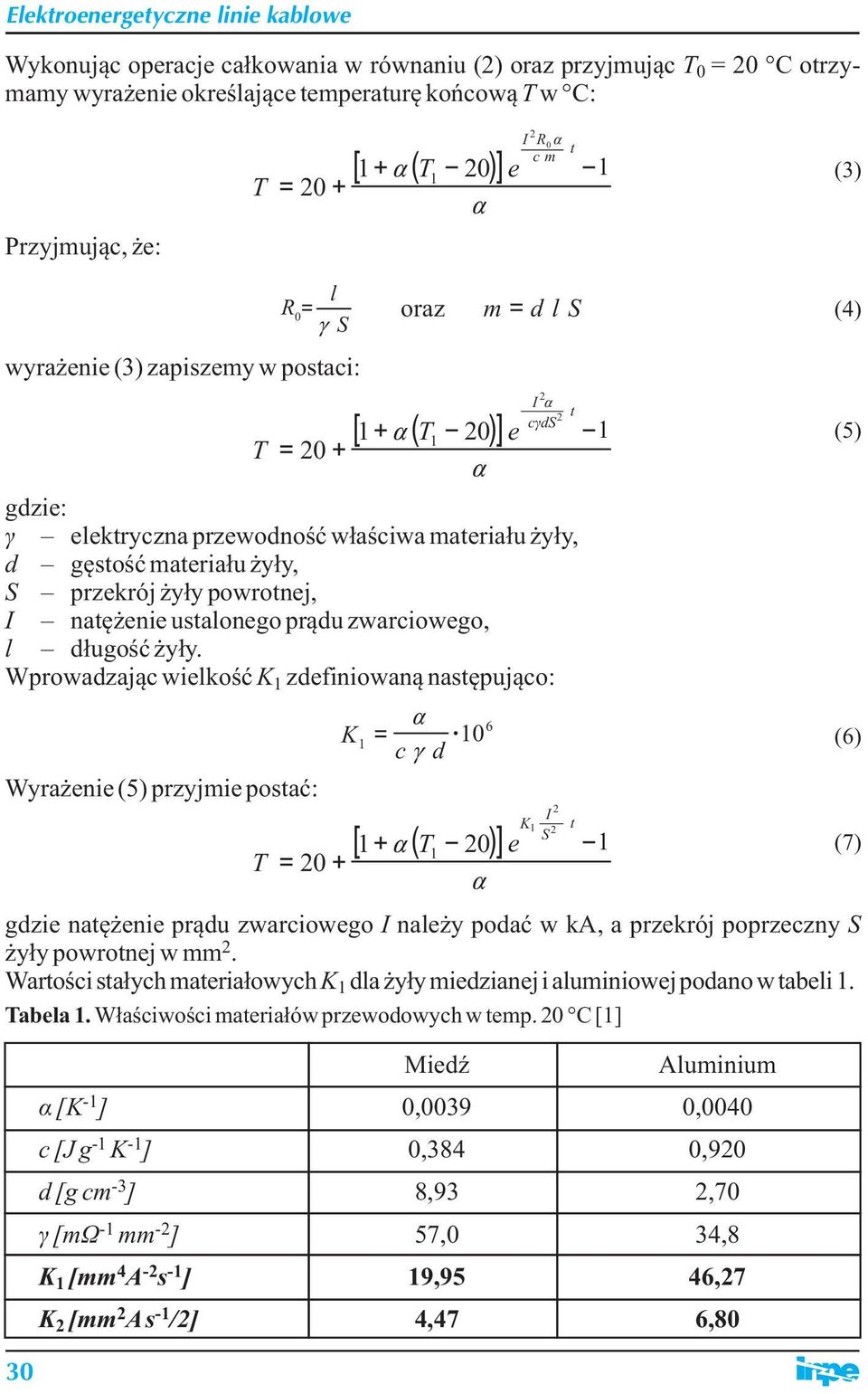 prądu zwarciowego, l długość żyły.