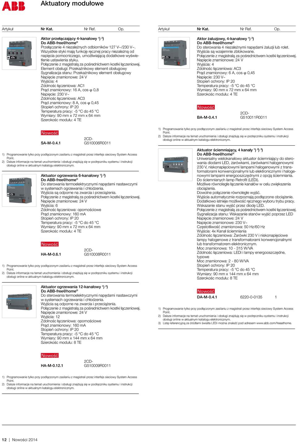 Element obsługi: Przekaźnikowy element obsługowy Sygnalizacja stanu: Przekaźnikowy element obsługowy Wyjścia: 4 Zdolnośc łączeniowa: AC1 Prąd znamionowy: 16 A, cos φ 0,8 Zdolnośc łączeniowa: AC3 Prąd