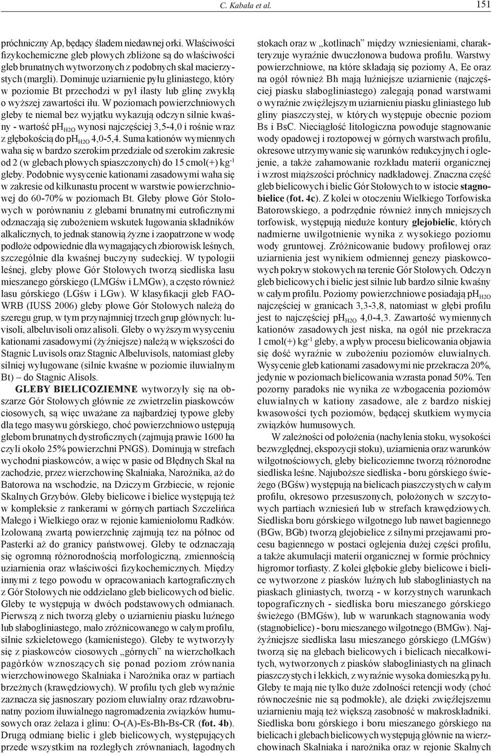 Dominuje uziarnienie pyłu gliniastego, który w poziomie Bt przechodzi w pył ilasty lub glinę zwykłą o wyższej zawartości iłu.