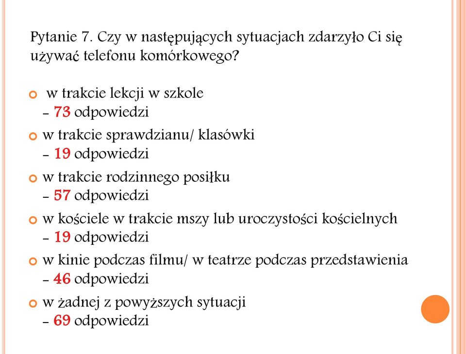 rodzinnego posiłku - 57 odpowiedzi w kościele w trakcie mszy lub uroczystości kościelnych - 19