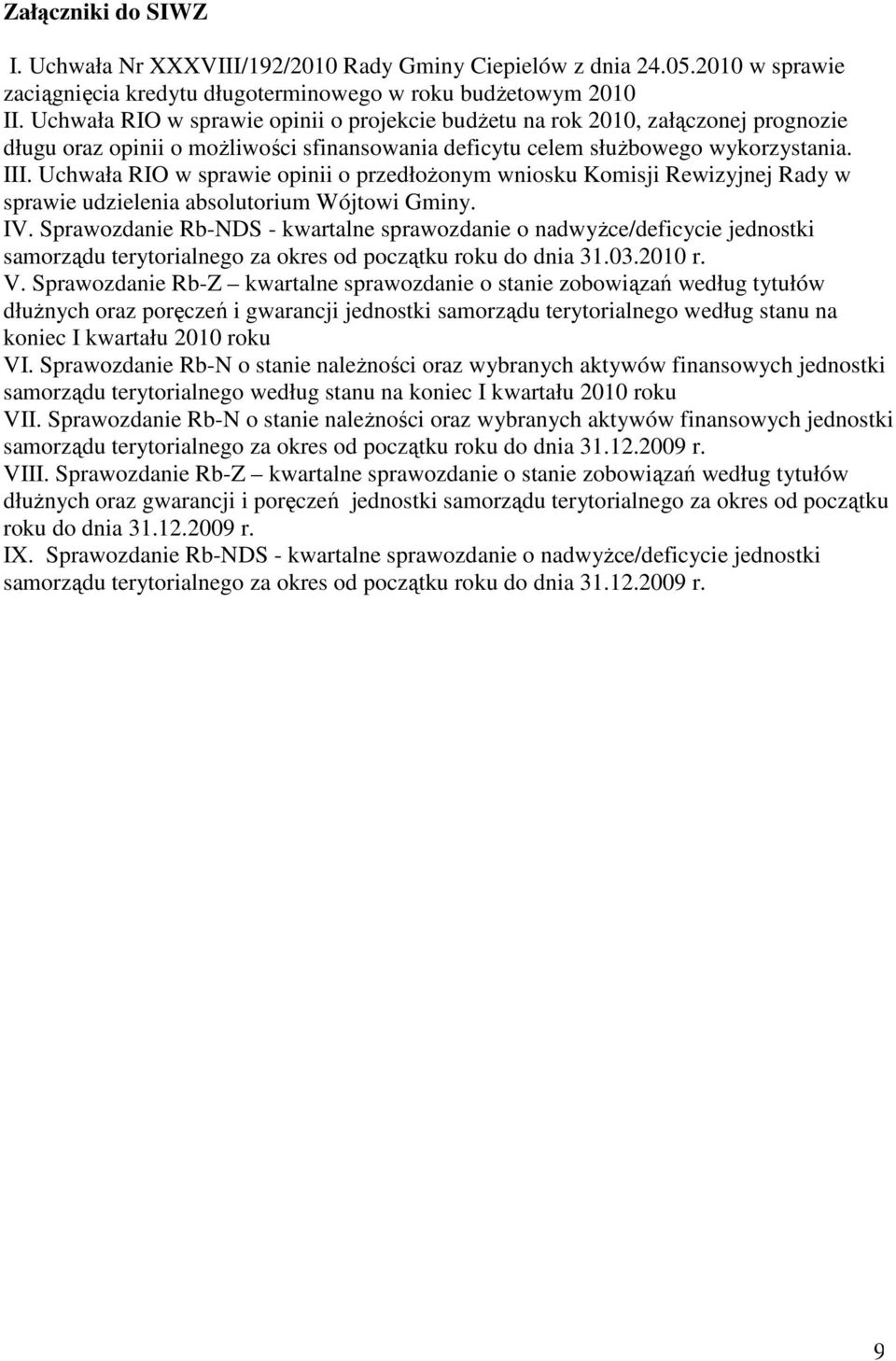 Uchwała RIO w sprawie opinii o przedłoŝonym wniosku Komisji Rewizyjnej Rady w sprawie udzielenia absolutorium Wójtowi Gminy. IV.
