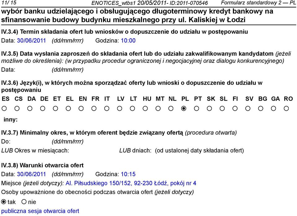 /06/2011 (dd/mm/rrrr) Godzina: 10:00 IV.3.