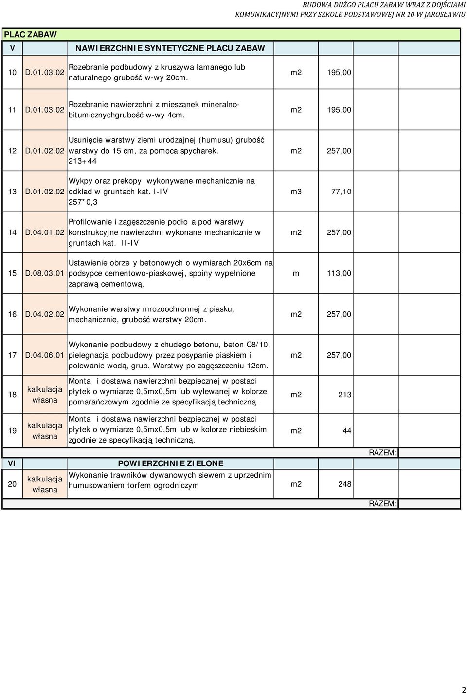 23+44 Wykpy oraz prekopy wykonywane mechanicznie na odklad w gruntach kat. I-IV 257*0,3 Profilowanie i zagęszczenie podłoża pod warstwy konstrukcyjne nawierzchni wykonane mechanicznie w gruntach kat.