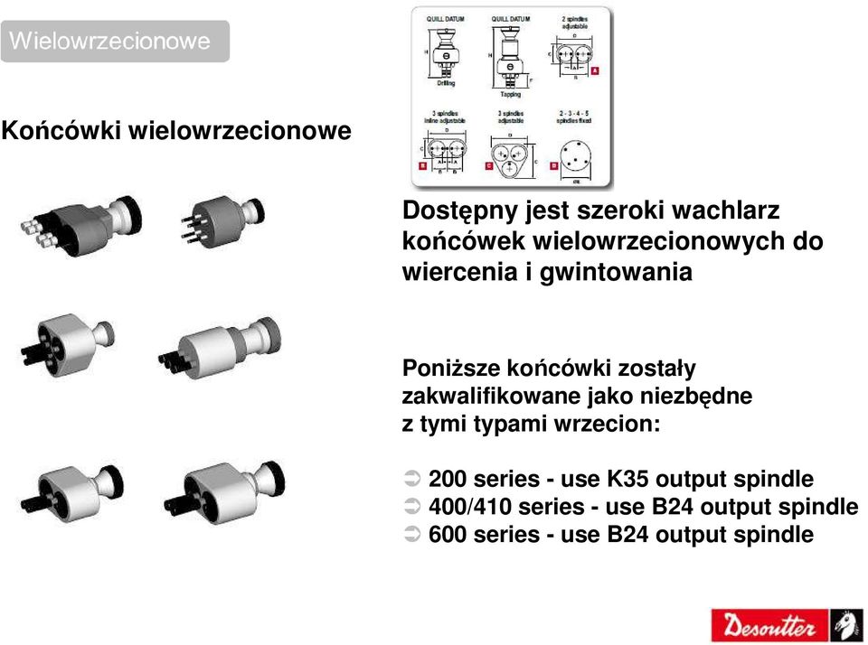 zakwalifikowane jako niezbędne z tymi typami wrzecion: 200 series - use K35