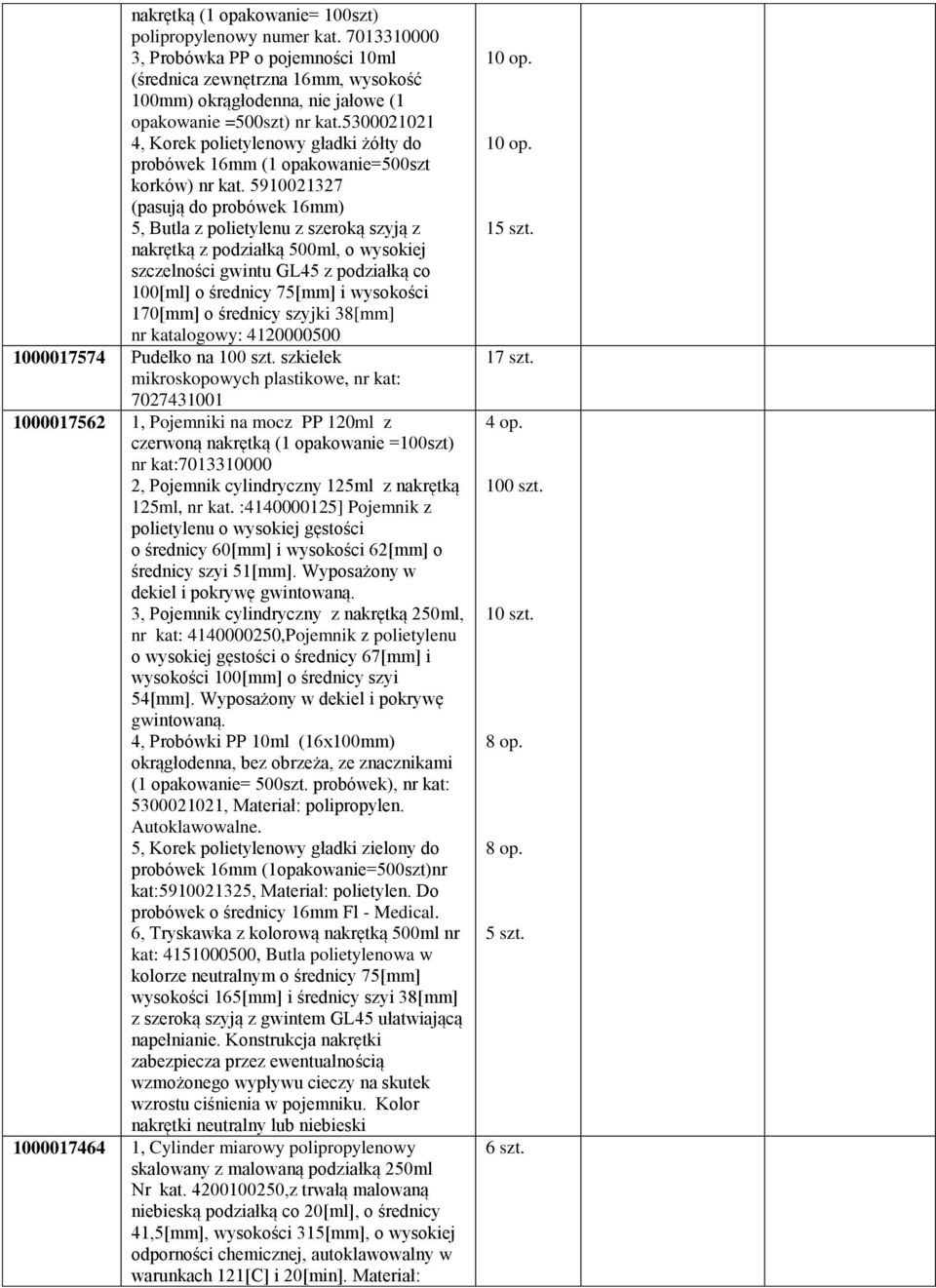 5300021021 4, Korek polietylenowy gładki żółty do probówek 16mm (1 opakowanie=500szt korków) nr kat.