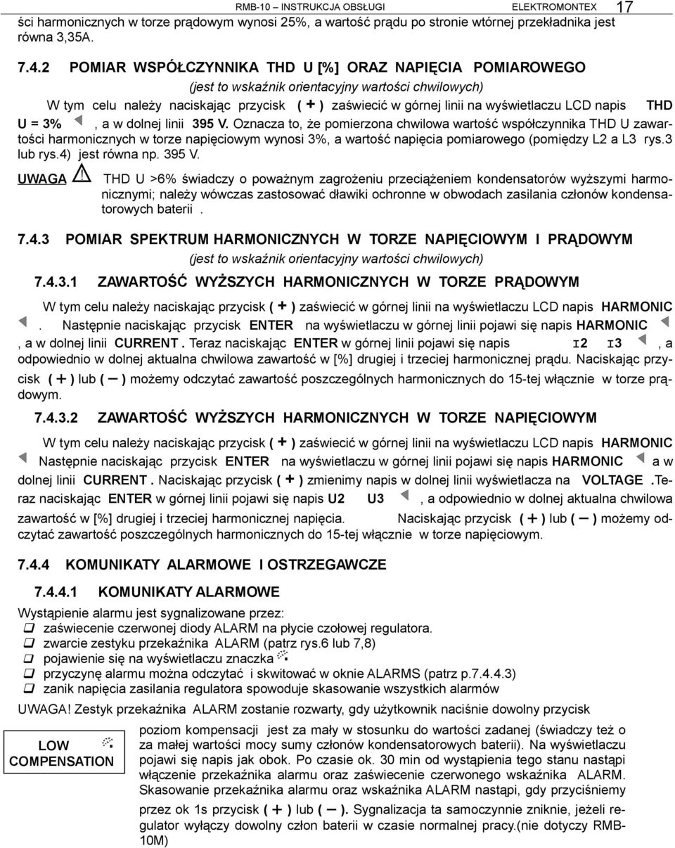 napis THD U = 3%, a w dolnej linii 395 V.