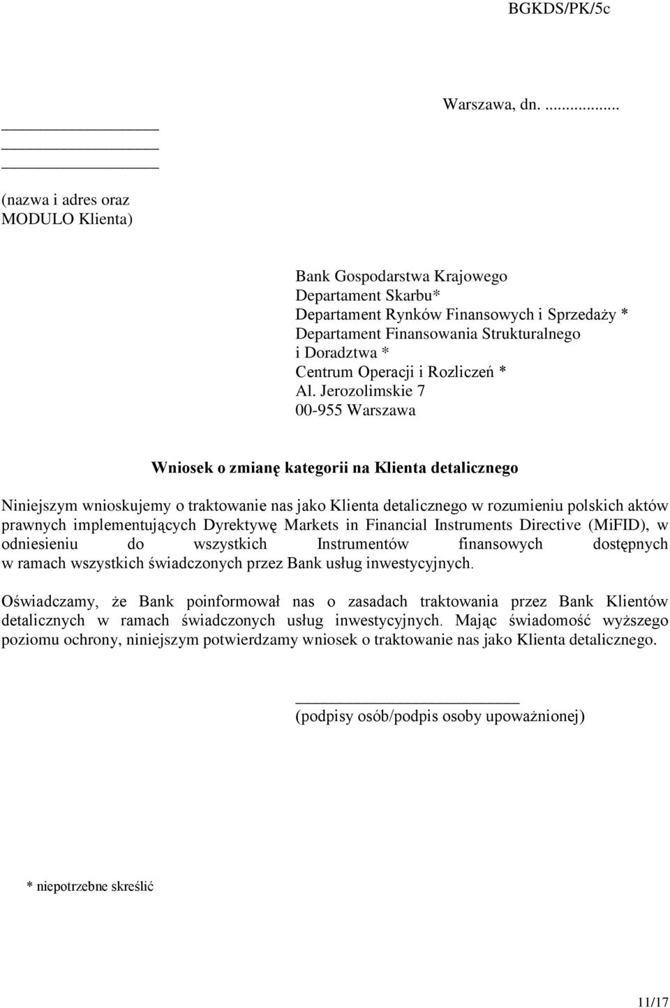 Operacji i Rozliczeń * Al.