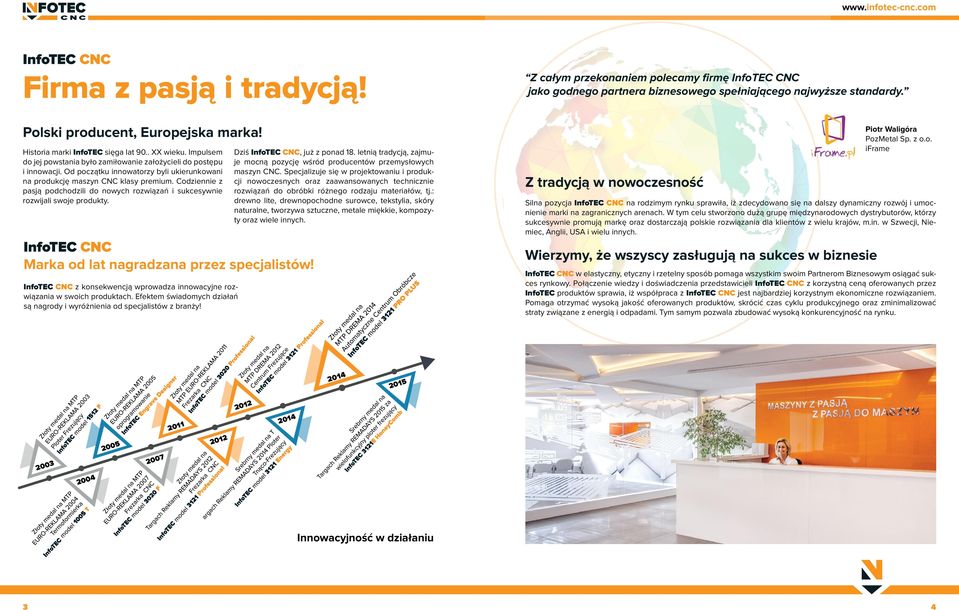 Od początku innowatorzy byli ukierunkowani na produkcję maszyn CNC klasy premium. Codziennie z pasją podchodzili do nowych rozwiązań i sukcesywnie rozwijali swoje produkty.