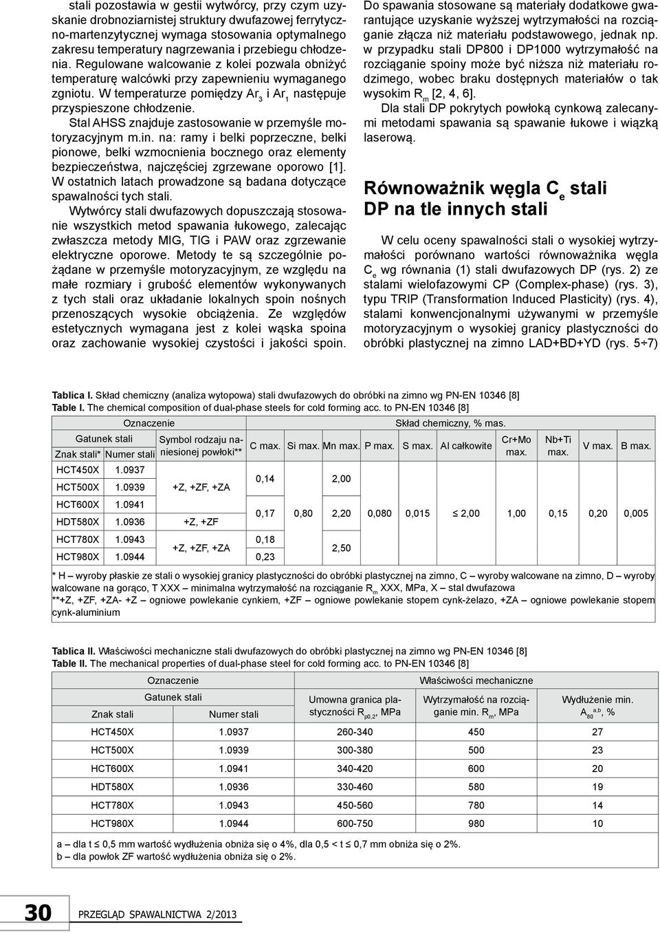 Stal AHSS znajduje zastosowanie w przemyśle motoryzacyjnym m.in. na: ramy i belki poprzeczne, belki pionowe, belki wzmocnienia bocznego oraz elementy bezpieczeństwa, najczęściej zgrzewane oporowo [1].