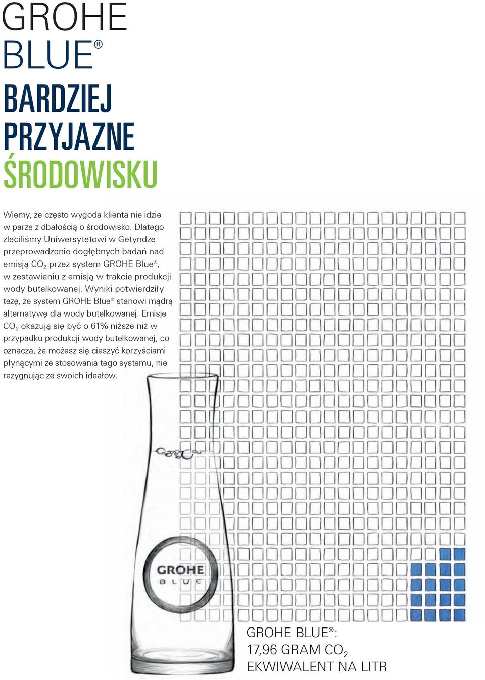 wody butelkowanej. Wyniki potwierdziły tezę, że system GROHE Blue stanowi mądrą alternatywę dla wody butelkowanej.