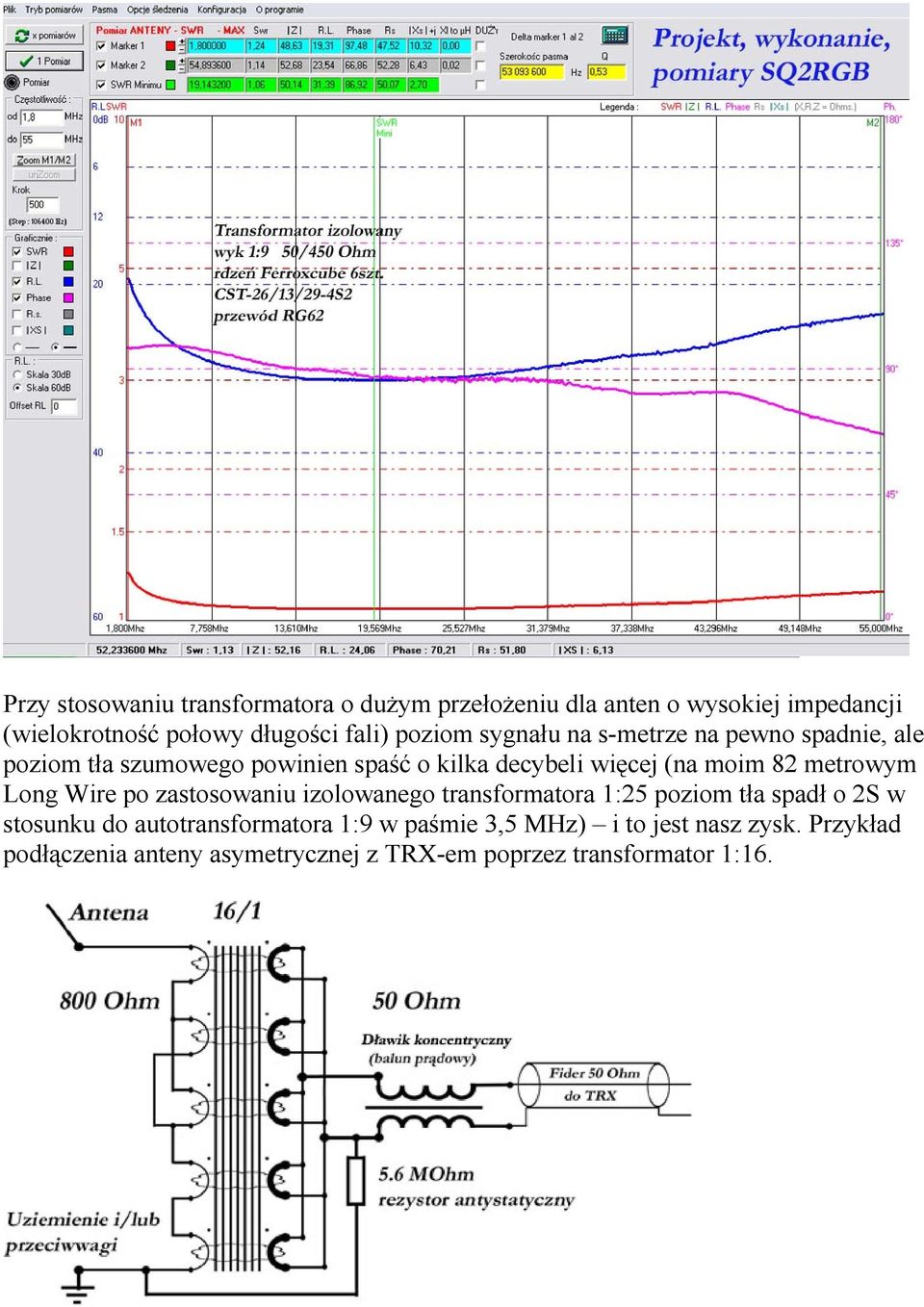 metrowym Long Wire po zastosowaniu izolowanego transformatora 1:25 poziom tła spadł o 2S w stosunku do