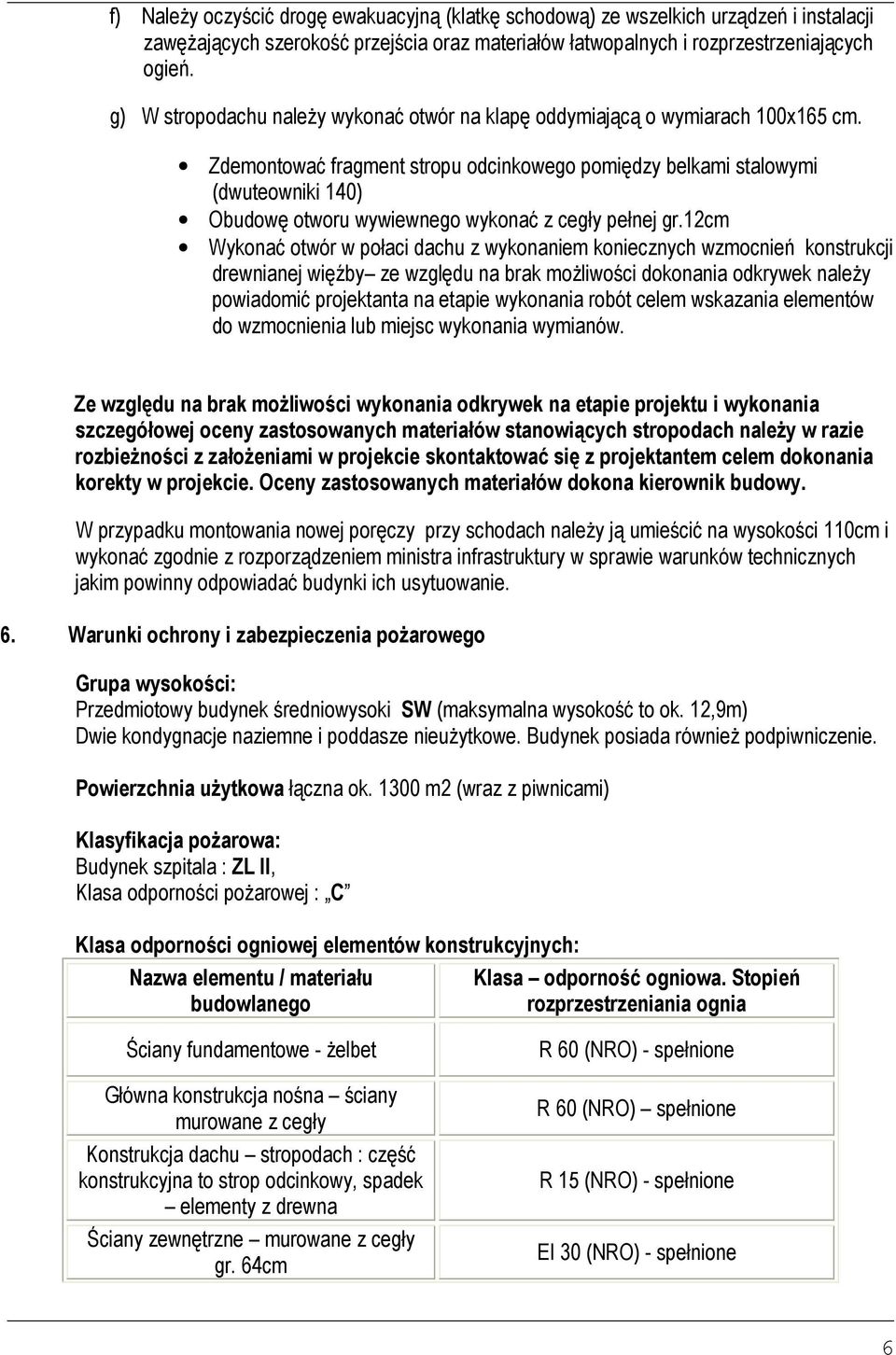 Zdemontować fragment stropu odcinkowego pomiędzy belkami stalowymi (dwuteowniki 140) Obudowę otworu wywiewnego wykonać z cegły pełnej gr.