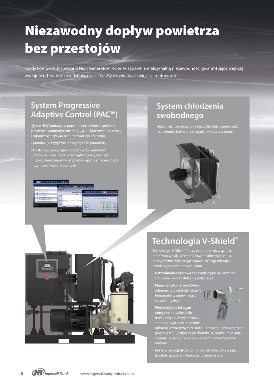 System Progressive Adaptive Control (PAC ) System PAC pomaga w prawidłowej obsłudze sprężarki powietrza, automatycznie reagując na kluczowe parametry i ograniczając ryzyko nieplanowanego przestoju.