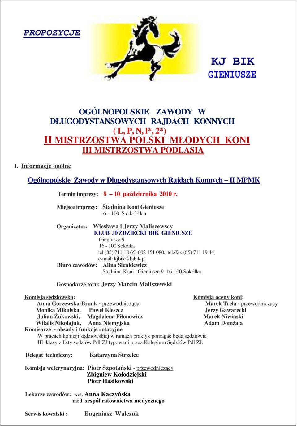 Knnych II MPMK Termin imprezy: 8 10 października 2010 r.
