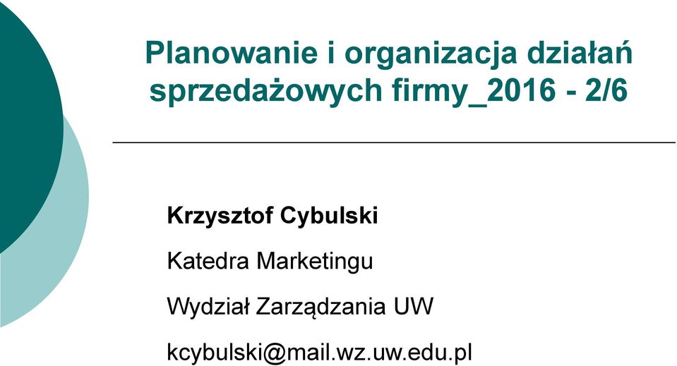 Krzysztof Cybulski Katedra Marketingu