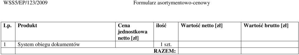 jednostkowa netto [zł] 1 System