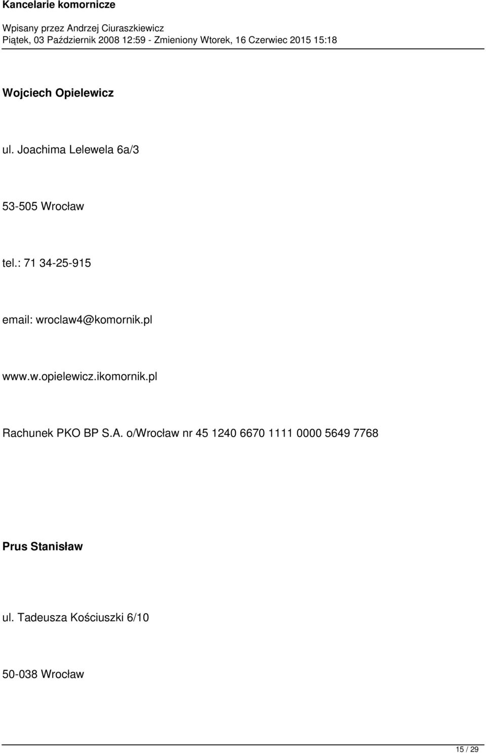 ikomornik.pl Rachunek PKO BP S.A.