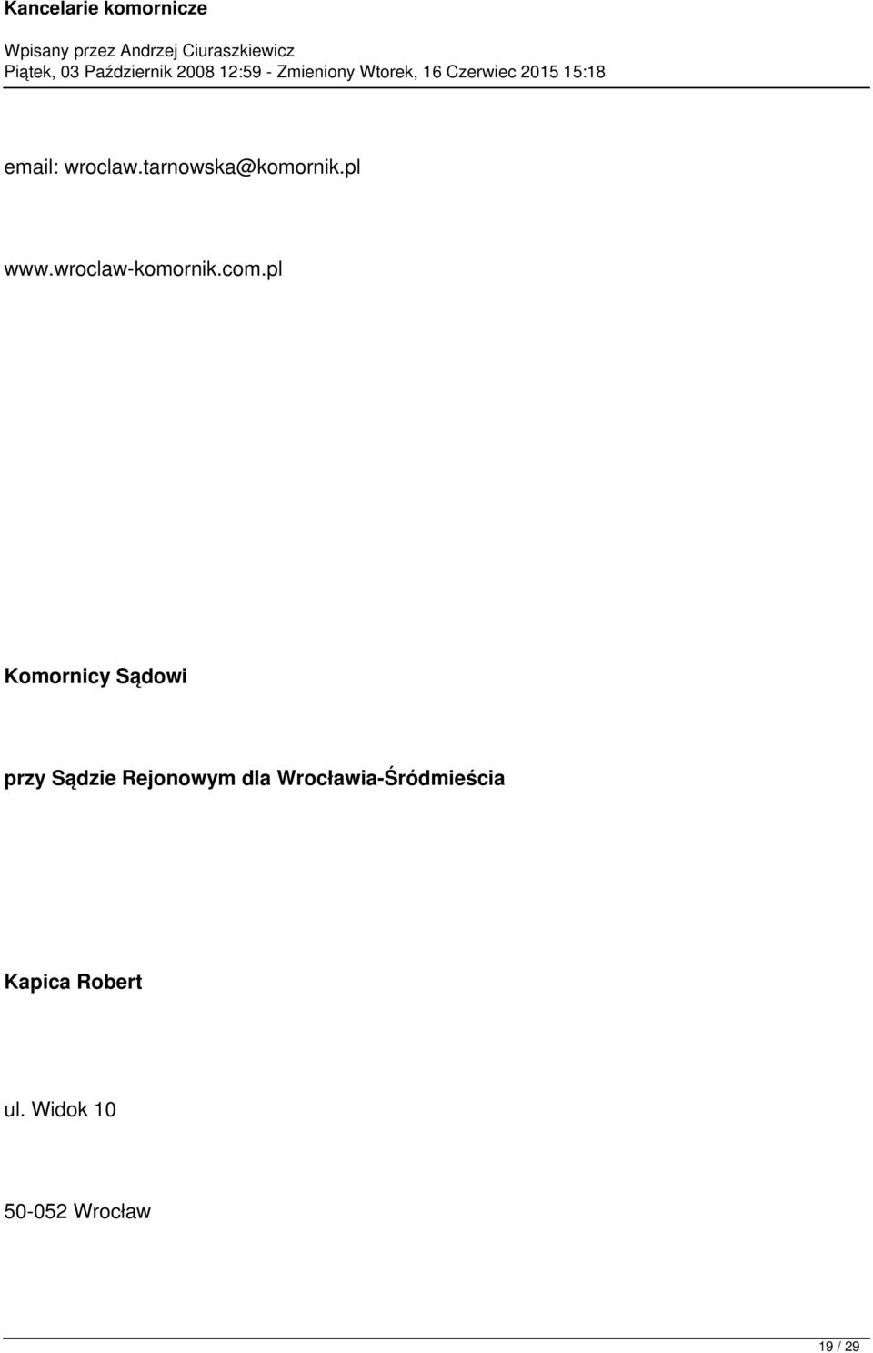 pl Komornicy Sądowi przy Sądzie Rejonowym