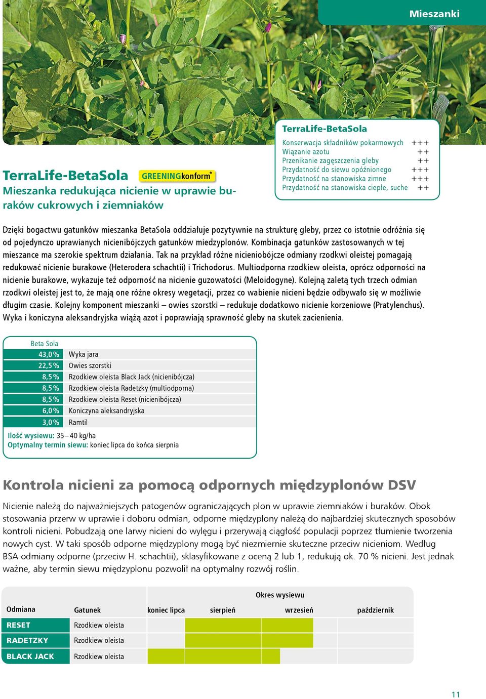 pozytywnie na strukturę gleby, przez co istotnie odróżnia się od pojedynczo uprawianych nicienibójczych gatunków miedzyplonów.
