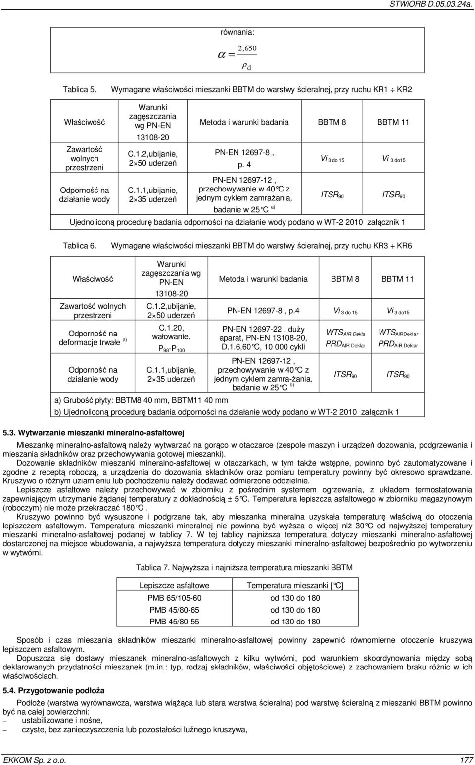 1.1,ubijanie, 2 35 uderzeń Metoda i warunki badania BBTM 8 BBTM 11 12697-8, p.