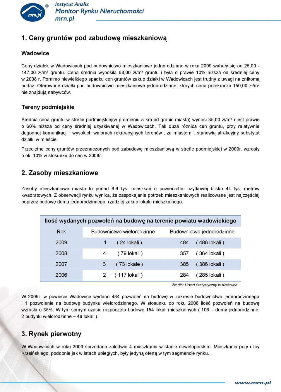Oferowane działki pod budownictwo mieszkaniowe jednorodzinne, których cena przekracza 15, zł/m² nie znajdują nabywców.