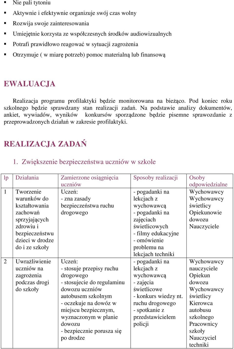 Pod koniec roku szkolnego będzie sprawdzany stan realizacji zadań.