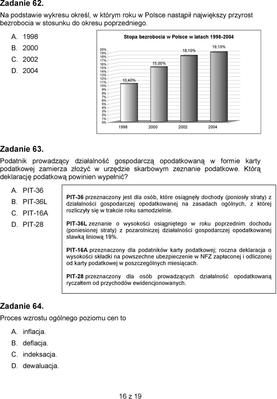 Podatnik prowadzący działalność gospodarczą opodatkowaną w formie karty podatkowej zamierza złożyć w urzędzie skarbowym zeznanie podatkowe. Którą deklarację podatkową powinien wypełnić? A. PIT-36 B.