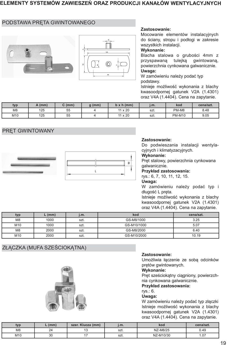 Istnieje możliwość wykonania z blachy kwasoodpornej gatunek V2A (1.4301) oraz V4A (1.4404). Cena na zapytanie. typ A (mm) C (mm) g (mm) b x h (mm) j.m. kod cena/szt. M8 125 55 4 11 x 20 szt. PM-M8 8.